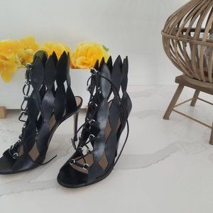 Gianvito Rossi Black Cutout Leather Pumps